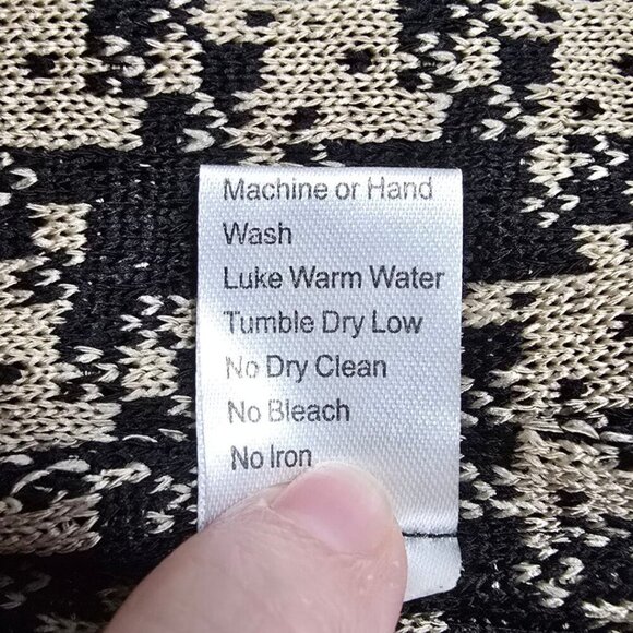 Ming Wang Tan & Black Houndstooth Collarless Cardigan Sz M - Picture 11 of 11